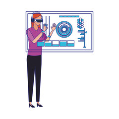 Wall Mural - woman using technology of augmented reality vector design