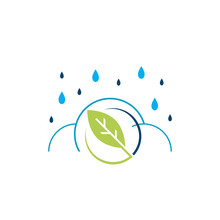 Weather Control Climate Change Logo Vector Icon. Simple Shilhoutte Of Cloud And Green Elements For Natural Temperature Change Symbol.
