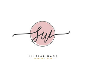 S W SW Beauty vector initial logo, handwriting logo of initial signature, wedding, fashion, jewerly, boutique, floral and botanical with creative template for any company or business.