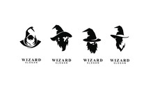 Set Of Wizard Badge Logo Icon Design Vector Illustration