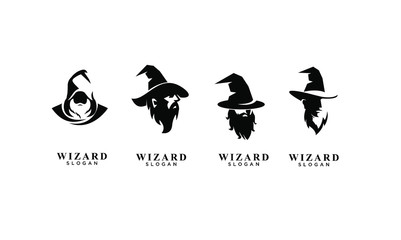 set of wizard badge logo icon design vector illustration