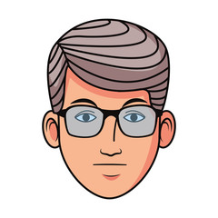 Sticker - adult man face with glasses, flat design