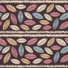 Aufkleber - Seamless abstract ikat pattern with image of leaves.