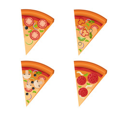 Sticker - bundle of delicious pizza and portions vector illustration design