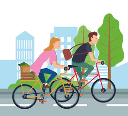 Sticker - People reading bikes vector design