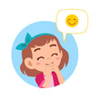 happy cute kid girl with emoji expression