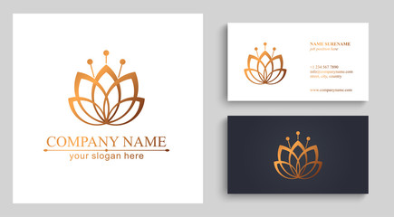 Sticker - Lotus Logo. Flower icon abstract design vector template business card. Lotus SPA icon. Logo for Spa, massage, beauty salon, yoga, cosmetics, hotel, fashion.