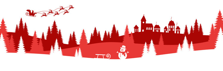 Wall Mural - christmas landscape background with village and snow