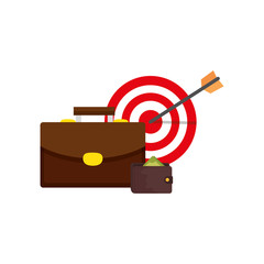 Sticker - target with suitcase and wallet isolated icon vector illustration design