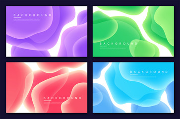 Wall Mural - set of abstract minimalist vector backgrounds with liquid bubble shapes