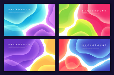 Wall Mural - set of abstract minimalist vector backgrounds with liquid bubble shapes