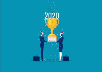 businessman award recognition employee competition winner to goal 2020 years