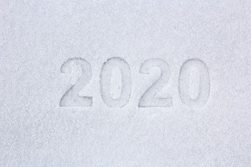 Aufkleber - Prints of numbers in the snow as a symbol of the coming new year.