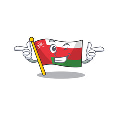 Funny joyful flag oman Wink mascot cartoon style