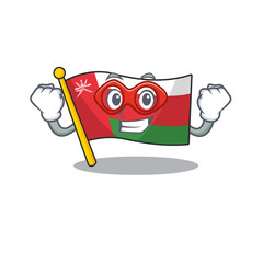 Sticker - A cartoon of flag oman wearing costume of Super hero