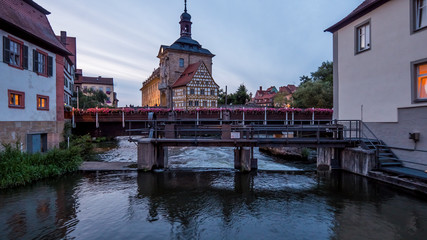 Wall Mural - Town Hall, Altes Rathaus, and the Regnitz river in Bamberg