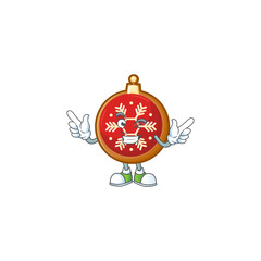 Sticker - Funny joyful red christmas ball wink mascot cartoon style.