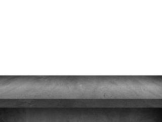 Wall Mural - Gray concrete or cement shelf table isolate on white background for your product,display mockup template