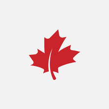 Maple Leaf Logo Template Vector Icon Illustration, Maple Leaf Vector Illustration, Canadian Vector Symbol, Red Maple Leaf, Canada Symbol, Red Canadian Maple Leaf