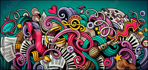 Dekoracja na wymiar  muzyka-recznie-rysowane-doodle-transparent-szczegolowe-ilustracje-kreskowek