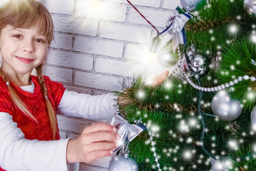 happy child playing at christmas at home