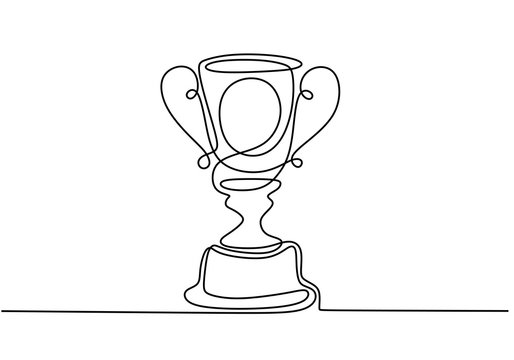 one line drawing of winner trophy minimalism object design vector illustration