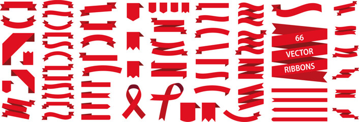 Wall Mural - ribbon red colored set. banner isolated. flat vector ribbons banners isolated background. set ribbon