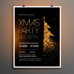 Wall Mural - merry christmas party flyer with golden sparkle tree