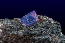 Macro Mineral Raw Uncut Blue Sapphire Crystal, Detail