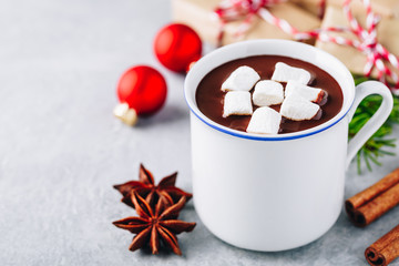 Sticker - Festive Christmas Hot Chocolate with marshmallow and cinnamon stick