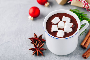 Sticker - Festive Christmas Hot Chocolate with marshmallow and cinnamon stick