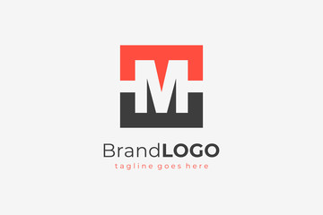 Poster - Simple Square Letter M Logo Design Template Element. Flat Vector Illustration