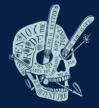 Ski Skull Vintage Lettering T-shirt Design - Just Enjoy The Ride