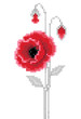 Red poppy in the style of pixel art. 