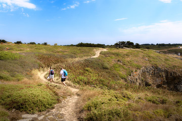 Couple walking in nature