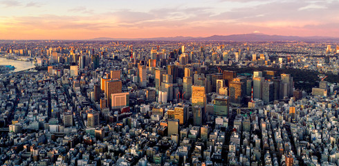 Dawn shot of central of Taokyo, Japan