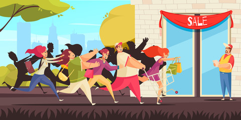 Wall Mural - people running on sale