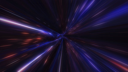 Wall Mural - 4k motion design. flight through the lighting space tunnel. wormhole