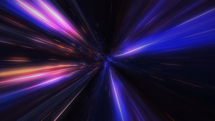 4k motion design. flight through the lighting space tunnel. wormhole