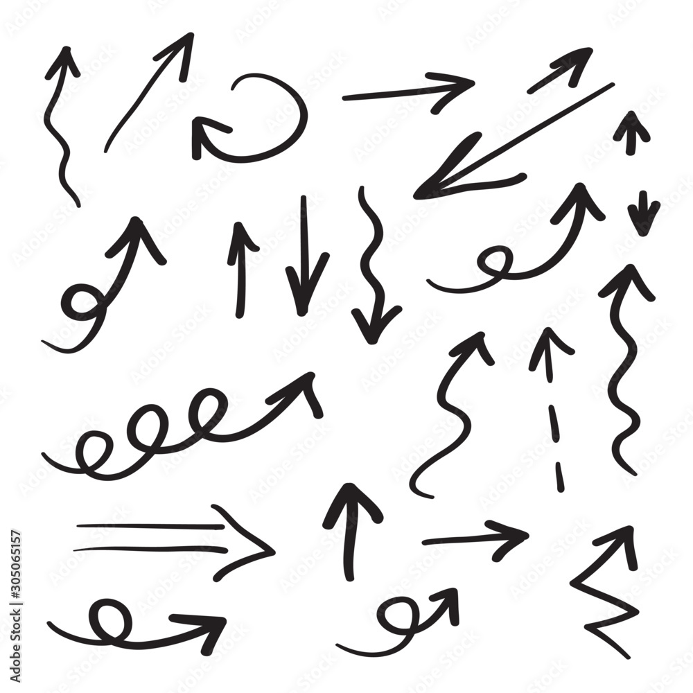 Arrows icons hand drawn vector editable set Stock Vector | Adobe Stock