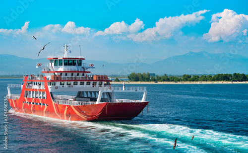 Fotomural Passenger ferry boat sailing in Aegean sea.