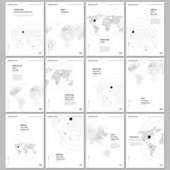 Wall Mural - A4 brochure layout of covers design templates for flyer leaflet, A4 format brochure design, report, magazine cover, book design. World map concept backgrounds with world map infographics elements.