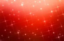 Sparkler Stars On Red Vibrant Blurry Background. Festive Shiny Texture. Glitter Classic Pattern. Xmas Decoration.