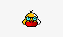 Cool Duck Logo. Duck With Sunglasses. Modern Vector Illustration. Funny Mascot. Vector