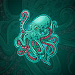 Kraken octopus mascot esport logo design.