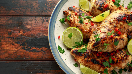 Homemade Grilled Chicken Breast in lime sauce with herbs