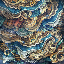 Decorative Abstract Wavy Ornamental Ethnic Raster Background