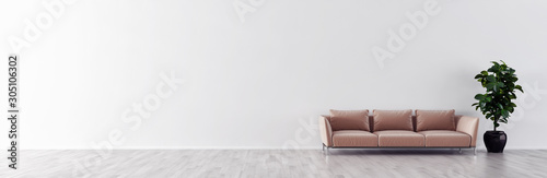 Fotomural large luxury modern minimal bright interiors room mockup illustration 3D renderi