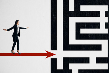 Poster - businesswoman walking on labyrinth