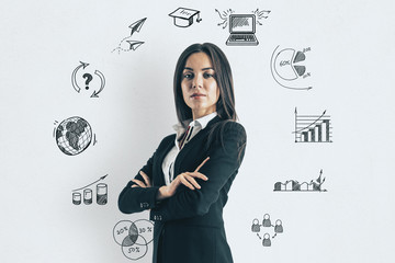Wall Mural - Young businesswoman thinking
